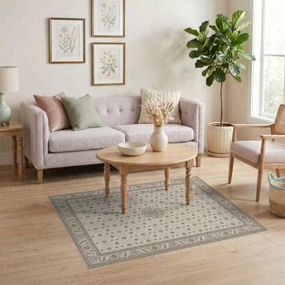 Beige and Neutral Beige Neutral Persian Medallion Area Rug