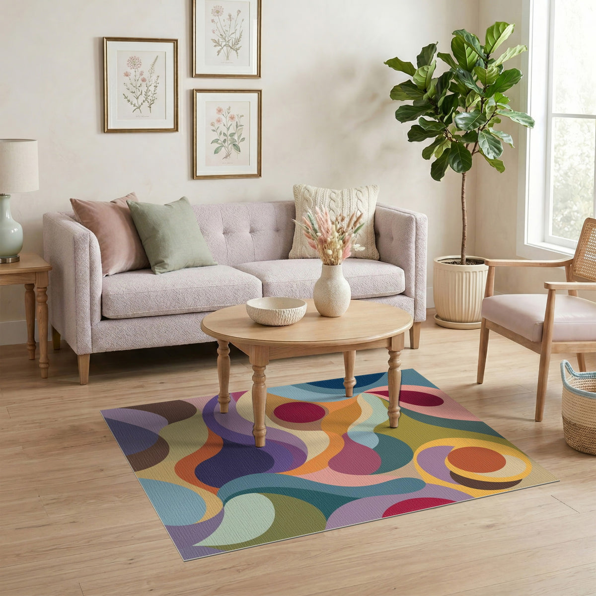 Abstract Area Multi-color and Patterns Vibrant Multi-Color Abstract Swirl Area Rug