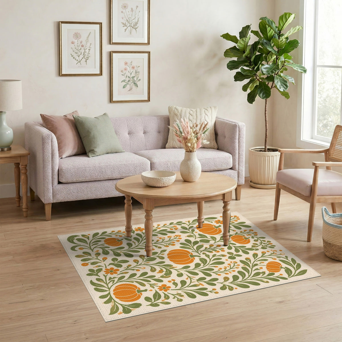 Pumpkin Orange Pumpkin Vine Area Rug