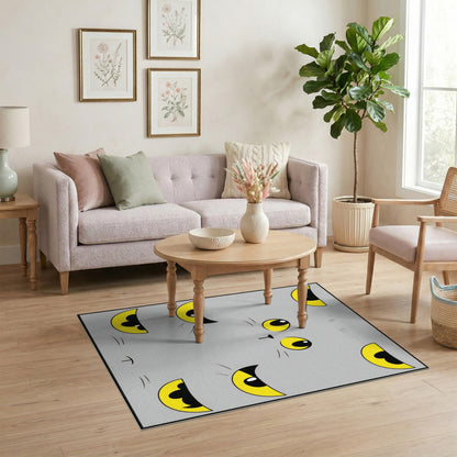 Grey Cat Eyes Kids Cartoon Area Rug