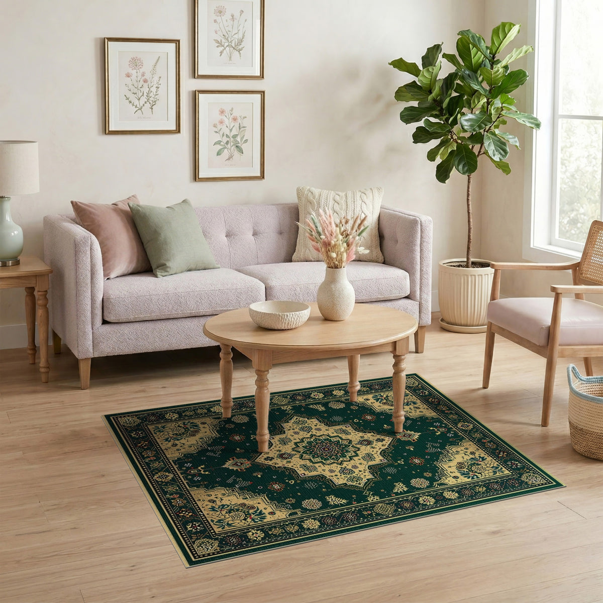 Medallion Traditional Persian Emerald Green Persian Medallion Area Rug