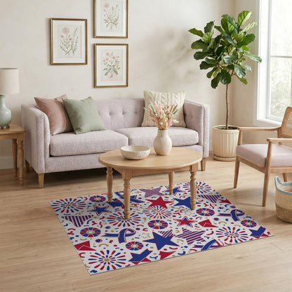 Patriotic Stars and Fireworks Area Rug