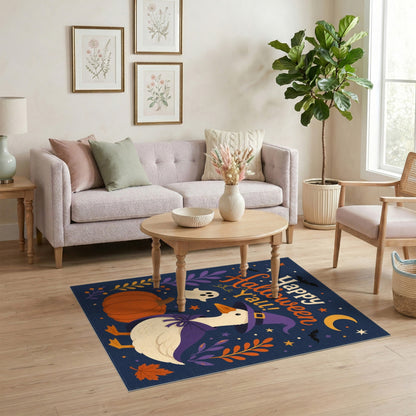 Purple Halloween Witch Duck Kids Area Rug
