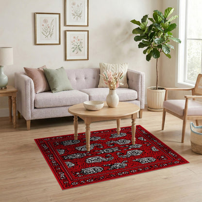 Red Monkey Bandana Area Rug