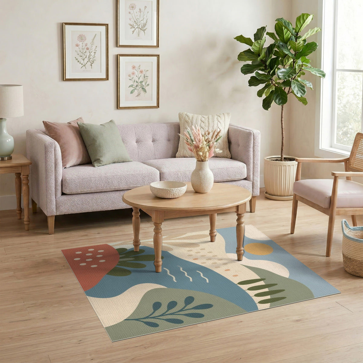 Blue River Abstract Landscape Area Rug