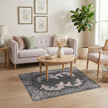 Pink Koi Cherry Blossom Area Rug