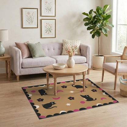 Black Cat Moon Kids Area Rug