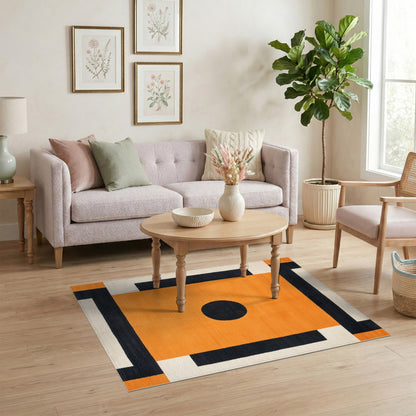 Geometric Modern Bold Orange Geometric Circle Area Rug
