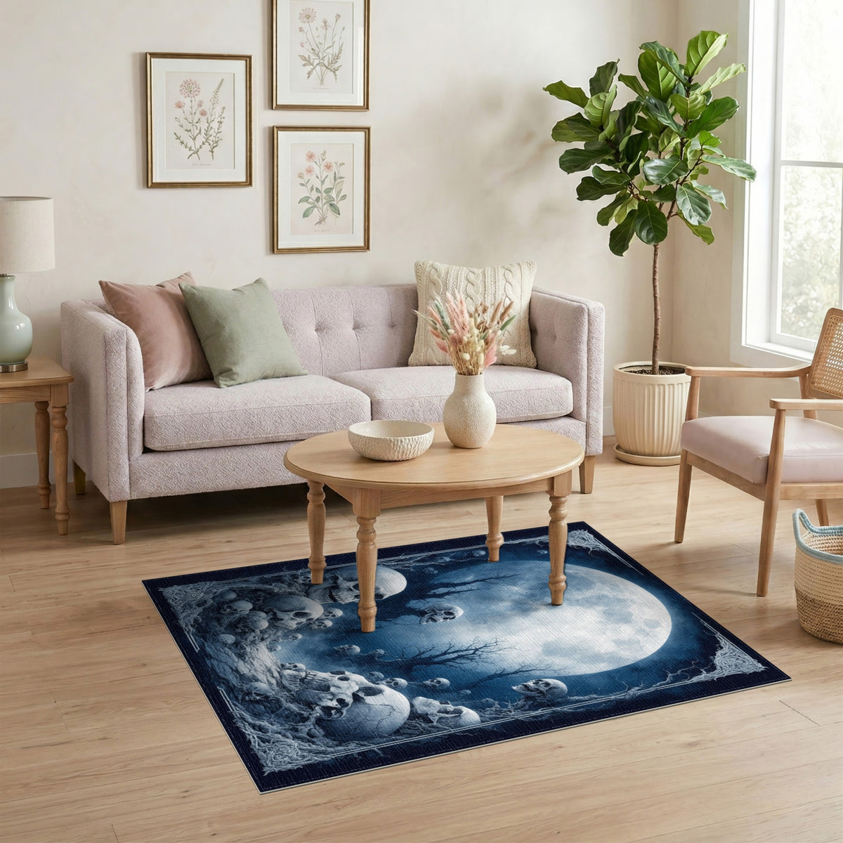 Skull Moon Gothic Area Rug