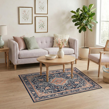Navy Blue Floral Vintage No. 11 Area Rug