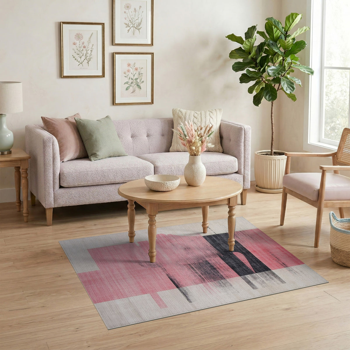 Pink Abstract Face Silhouette Rug