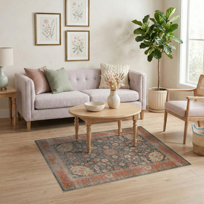ODIKA Grey Persian Floral Area Rug