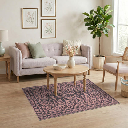 Pink Tribal Leopard Area Rug