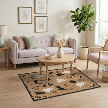 Halloween Ghosts and Cats Washable Area Rug