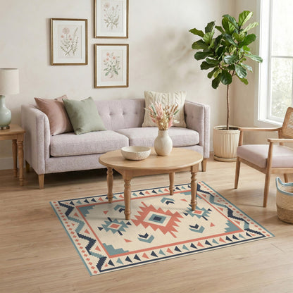 Southwestern Geometric Teal Area Rug