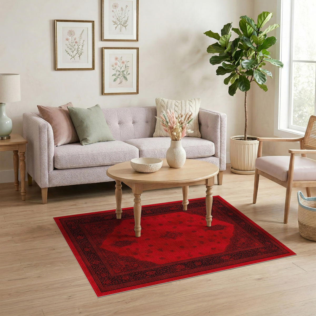 Deep Red Deep Red Persian Medallion Area Rug