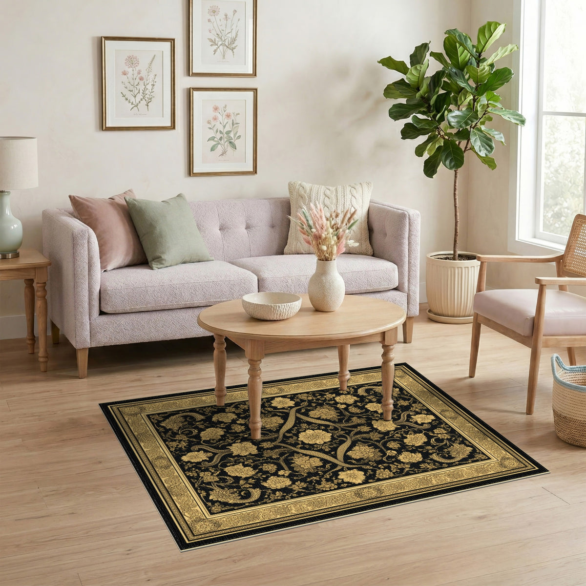 Floral Vintage Gold Floral Vintage Area Rug