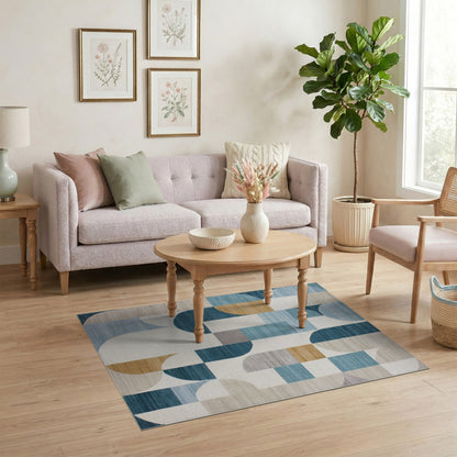Blue Teal Geometric No. 16 Area Rug