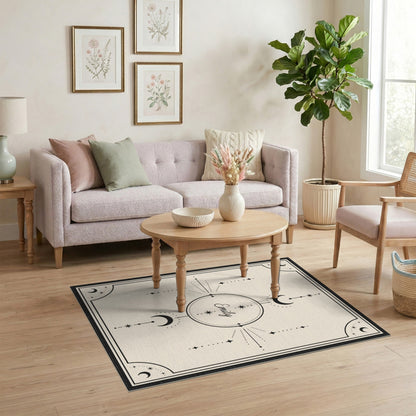 Black and White Celestial Moon Phase Area Rug
