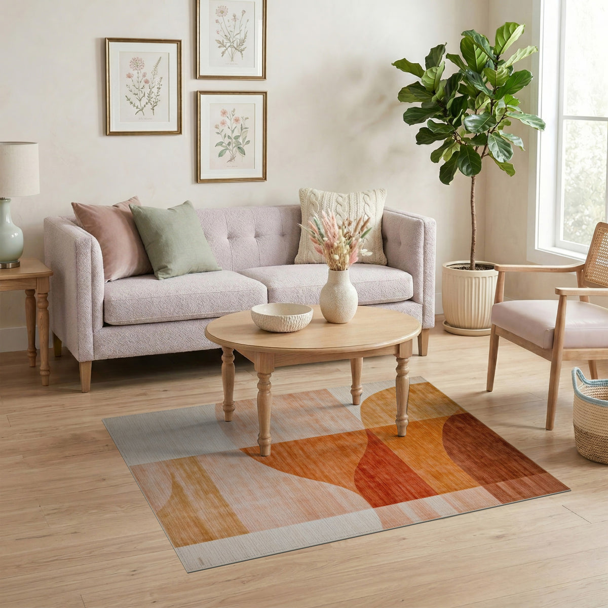 Orange Geometric Modern Area Rug