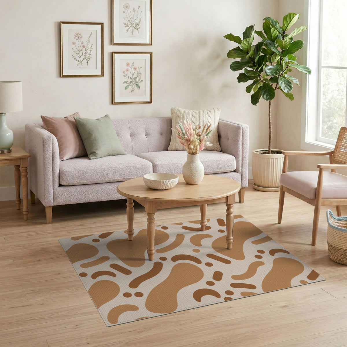 Organic Brown Abstract Area Rug