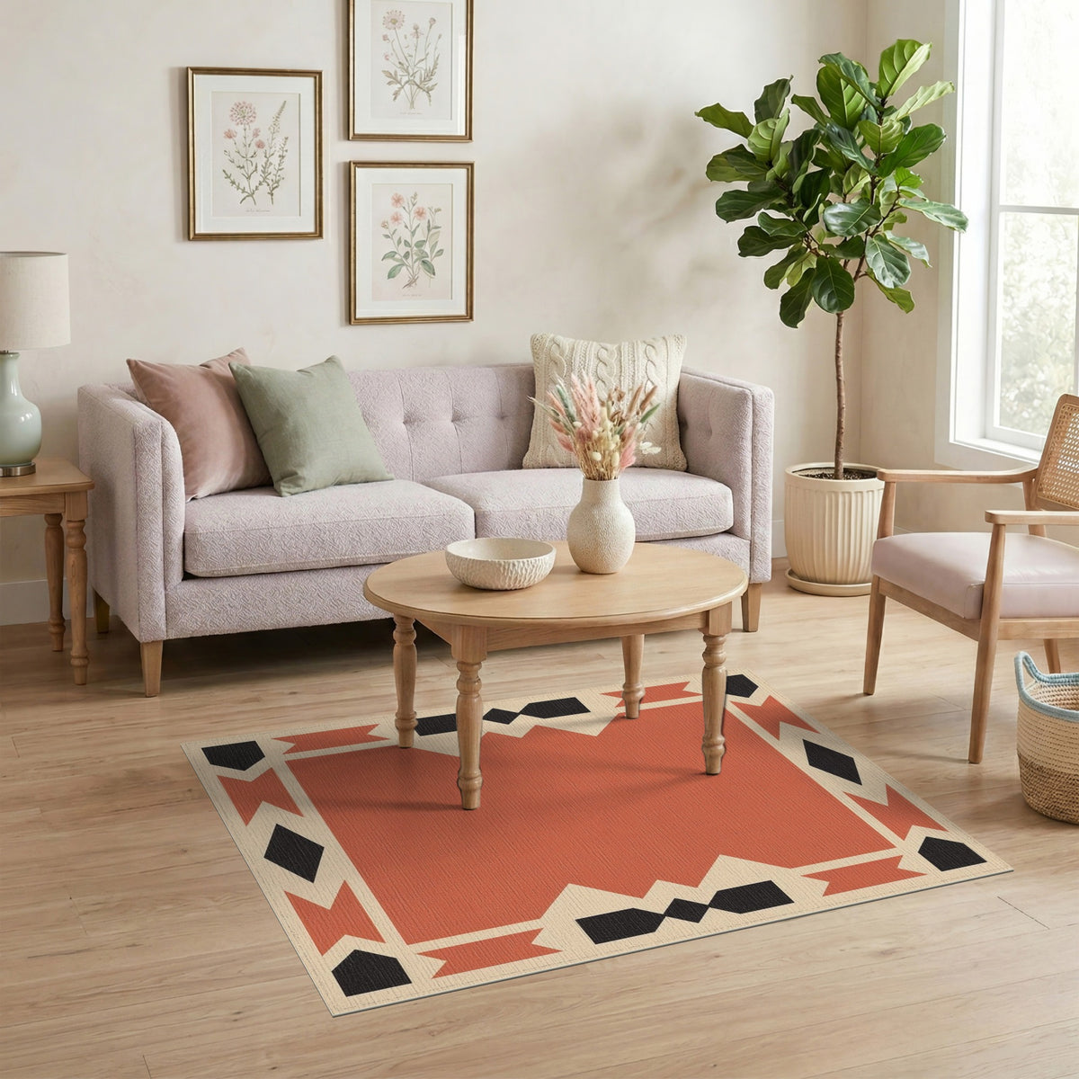 Geometric Orange Southwestern Orange Geometric Area Rug