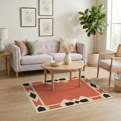 Geometric Orange Southwestern Orange Geometric Area Rug