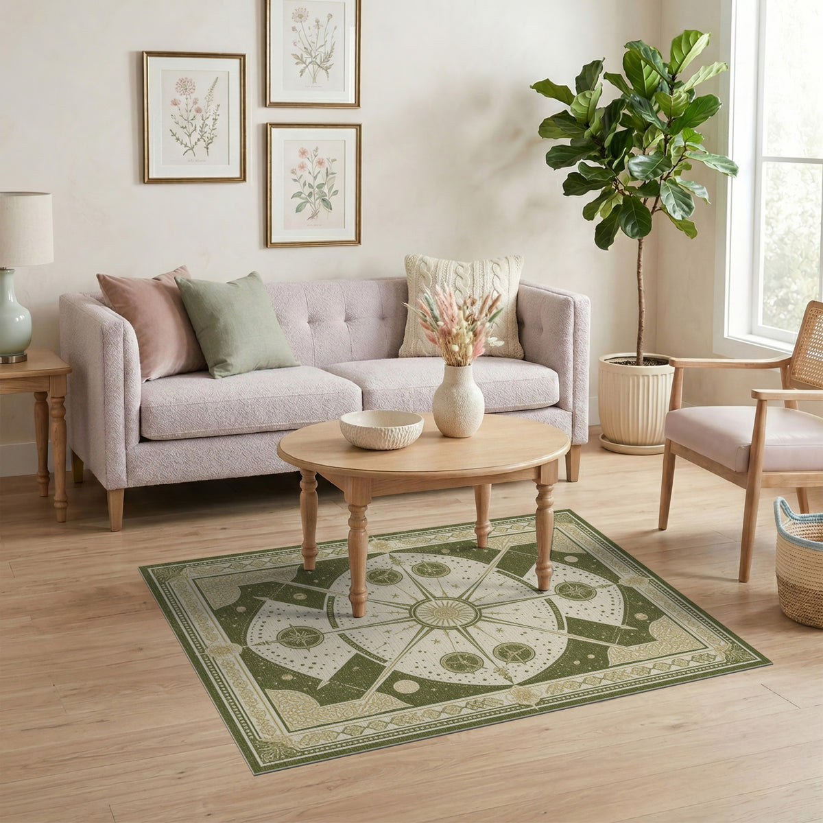 Green Heritage Celestial Compass Rug