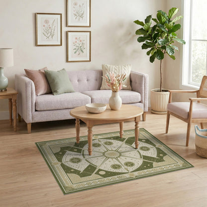 Green Heritage Celestial Compass Rug