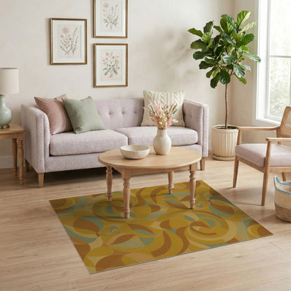 Retro Abstract Swirl Area Rug