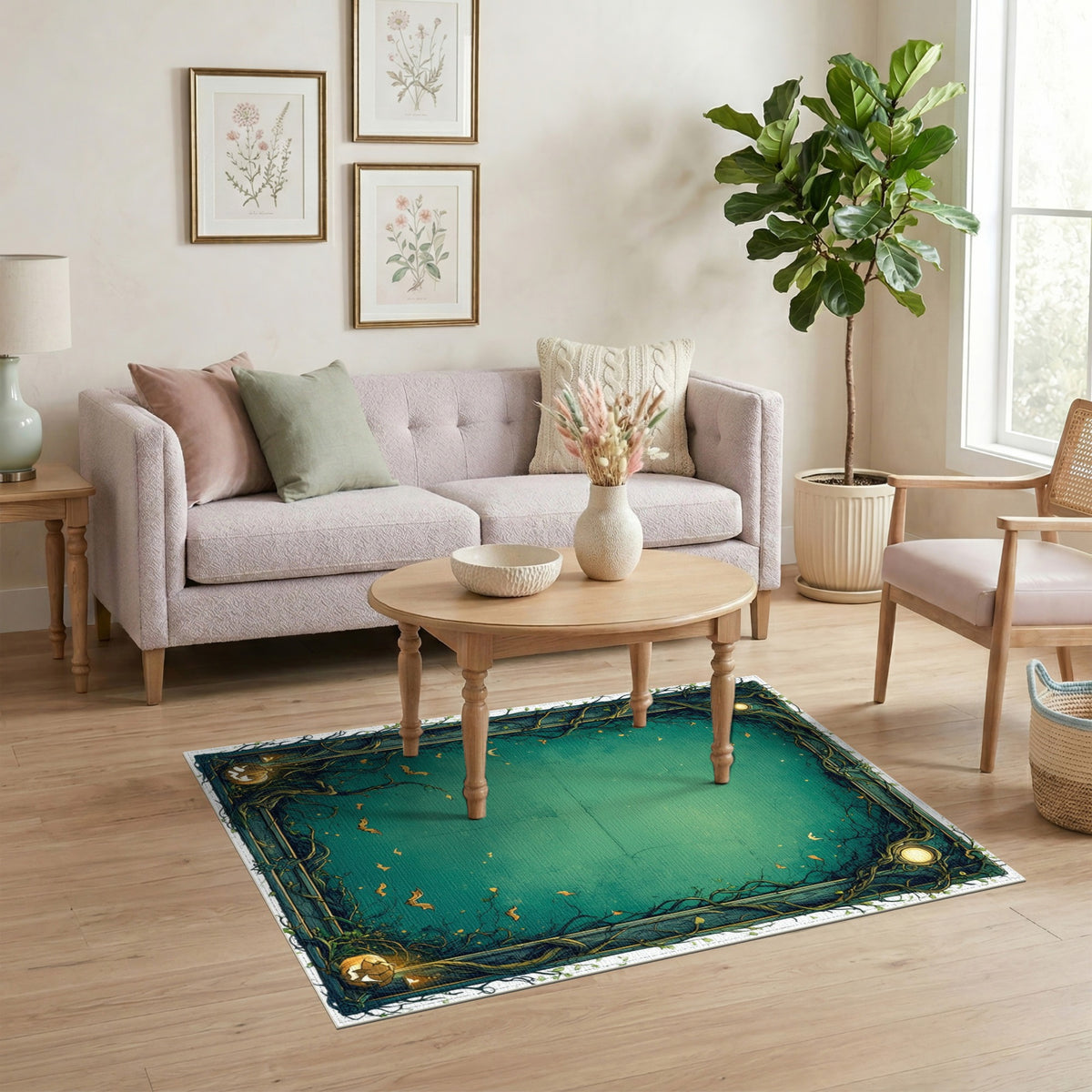 Enchanted Teal Vine Halloween Area Rug