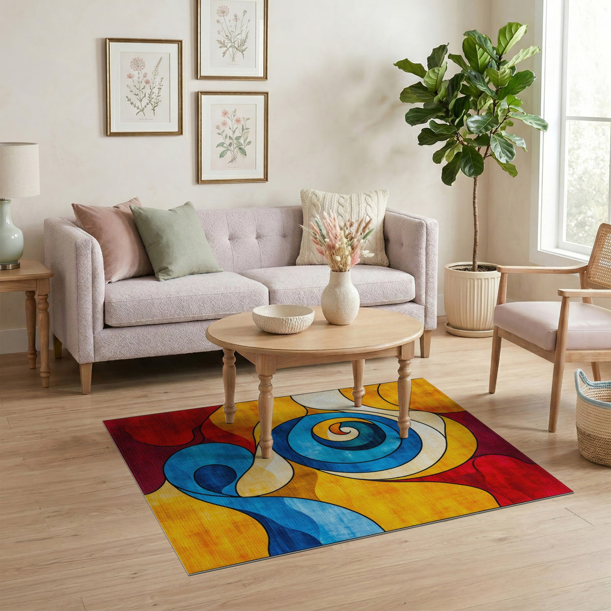 Abstract Area Multi-color and Patterns Vibrant Swirl Abstract Multi-Color Area Rug