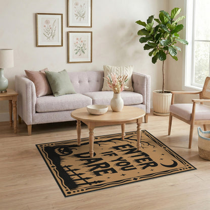Brown and Tan Enter If You Dare Halloween Area Rug