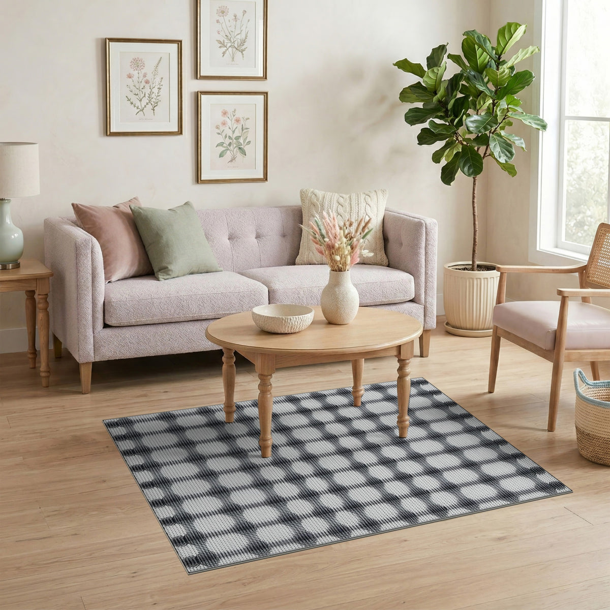 Black White Checkered Geometric No. 7 Area Rug