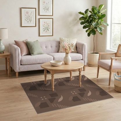 Brown Geometric Stair Motif Area Rug