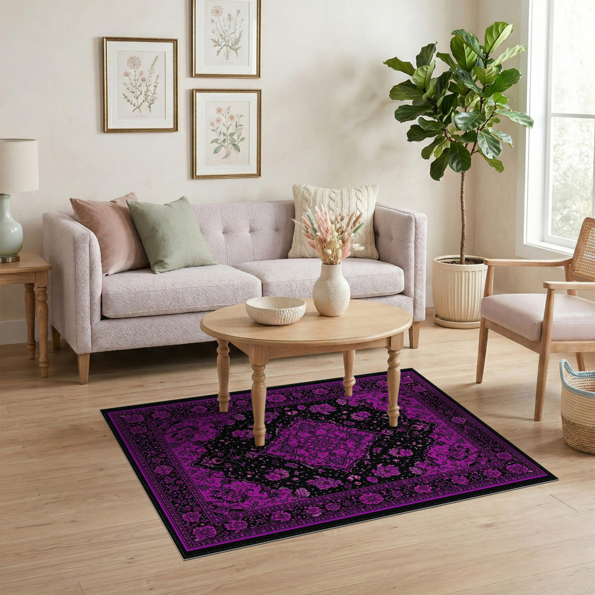 Purple Floral Persian Area Rug