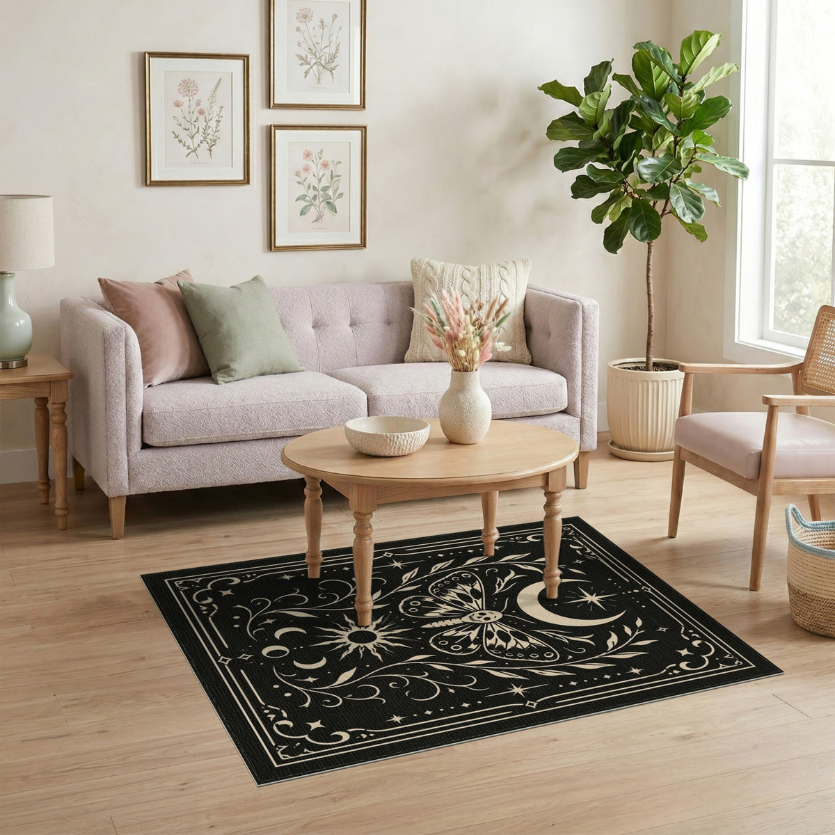 Skull Moth Celestial Area Rug