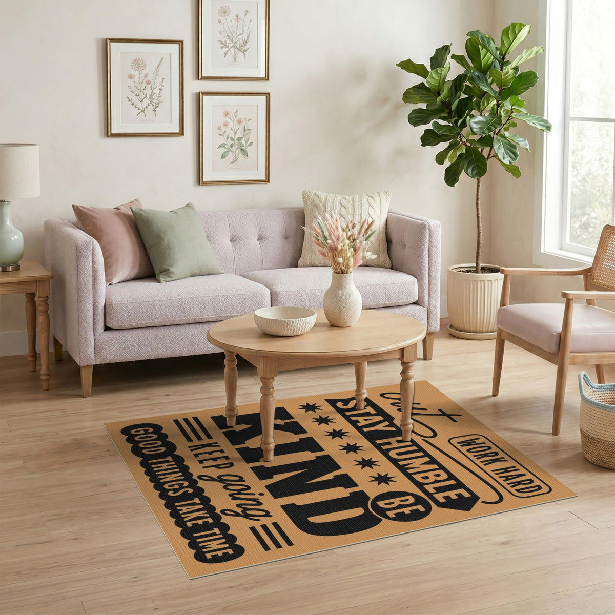 Motivational Quotes Brown Area Rug