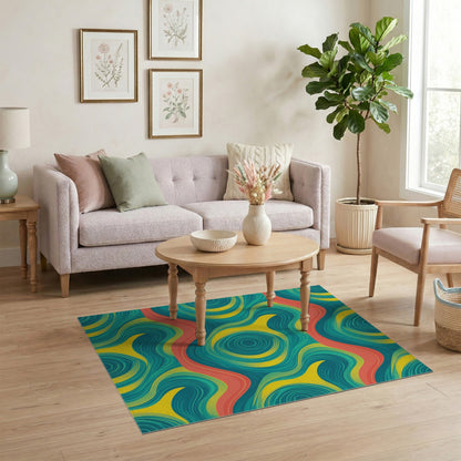Blue Teal Swirl Abstract No. 4 Area Rug