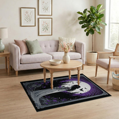 Purple Moonlit Forest Washable Area Rug