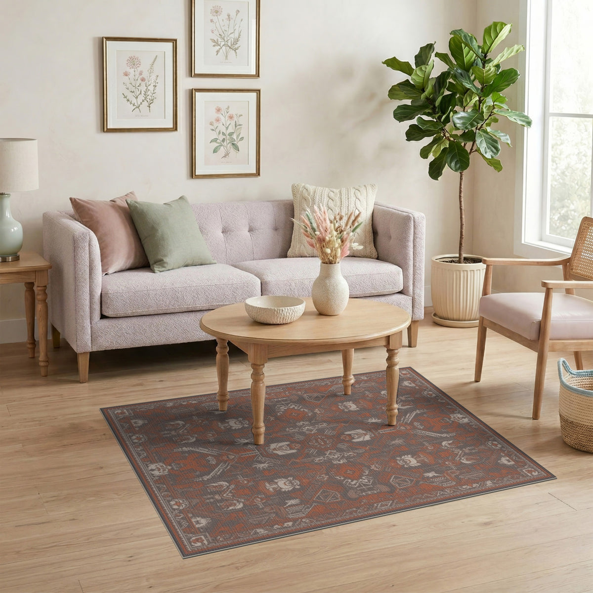 Orange Tribal Geometric Area Rug