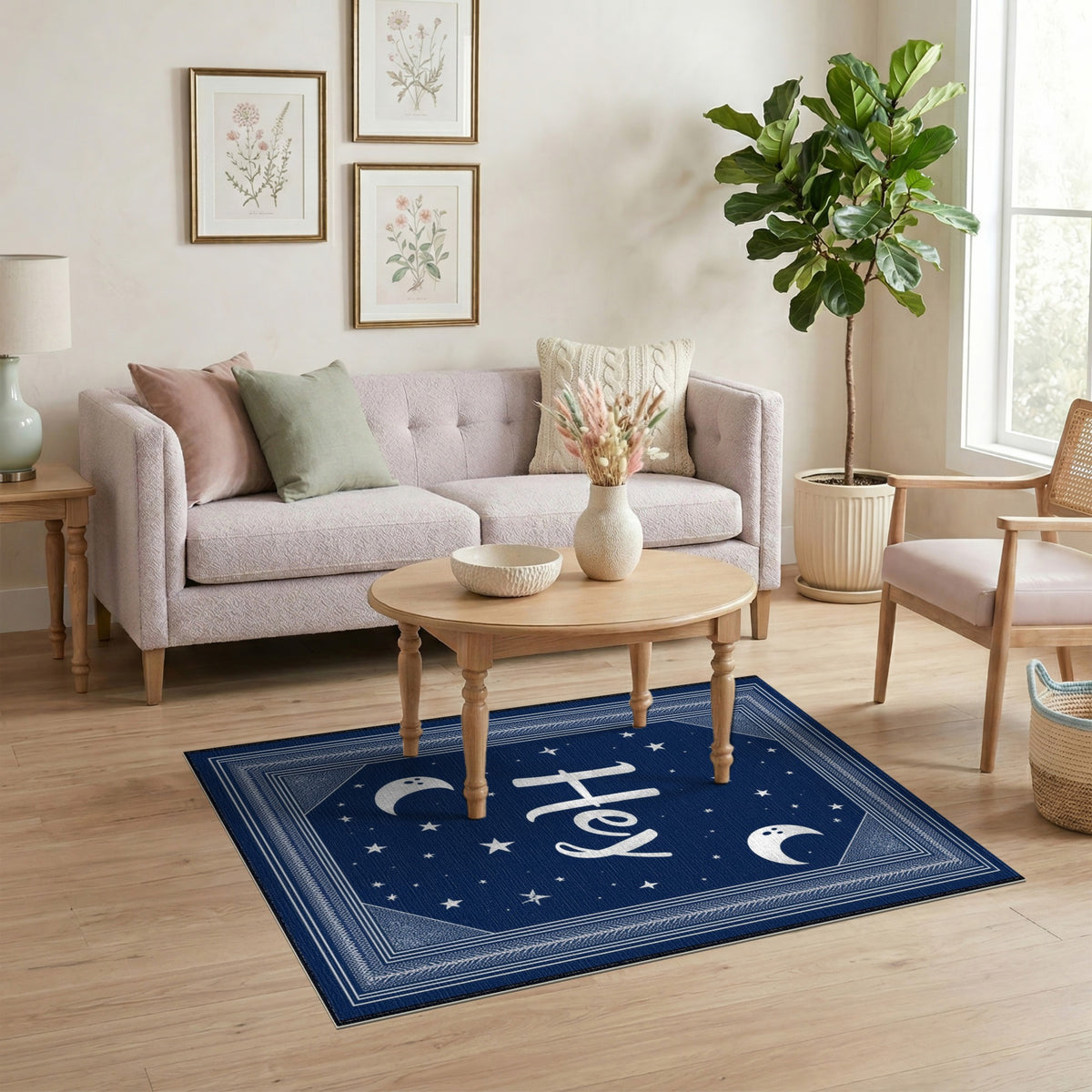 Hey Celestial Moon Stars Area Rug