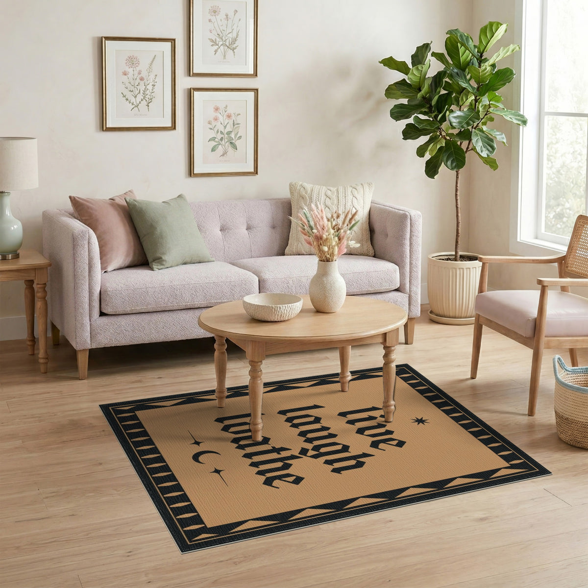 Live Laugh Loathe Brown Area Rug