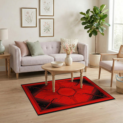 Red Geometric Octagon Area Rug