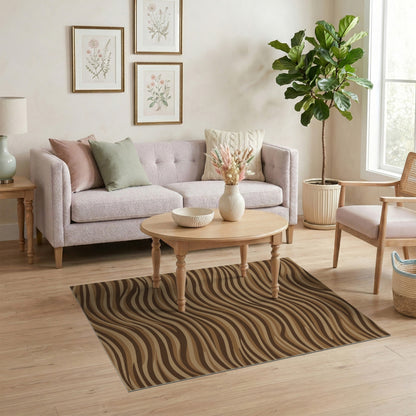 Brown Wavy Stripe Area Rug