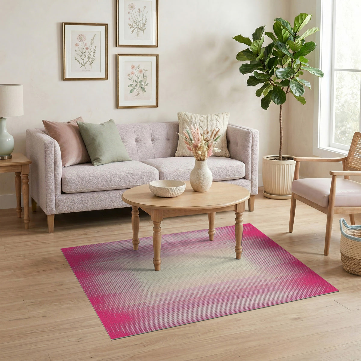 Pink Ombre Dot Geometric Area Rug