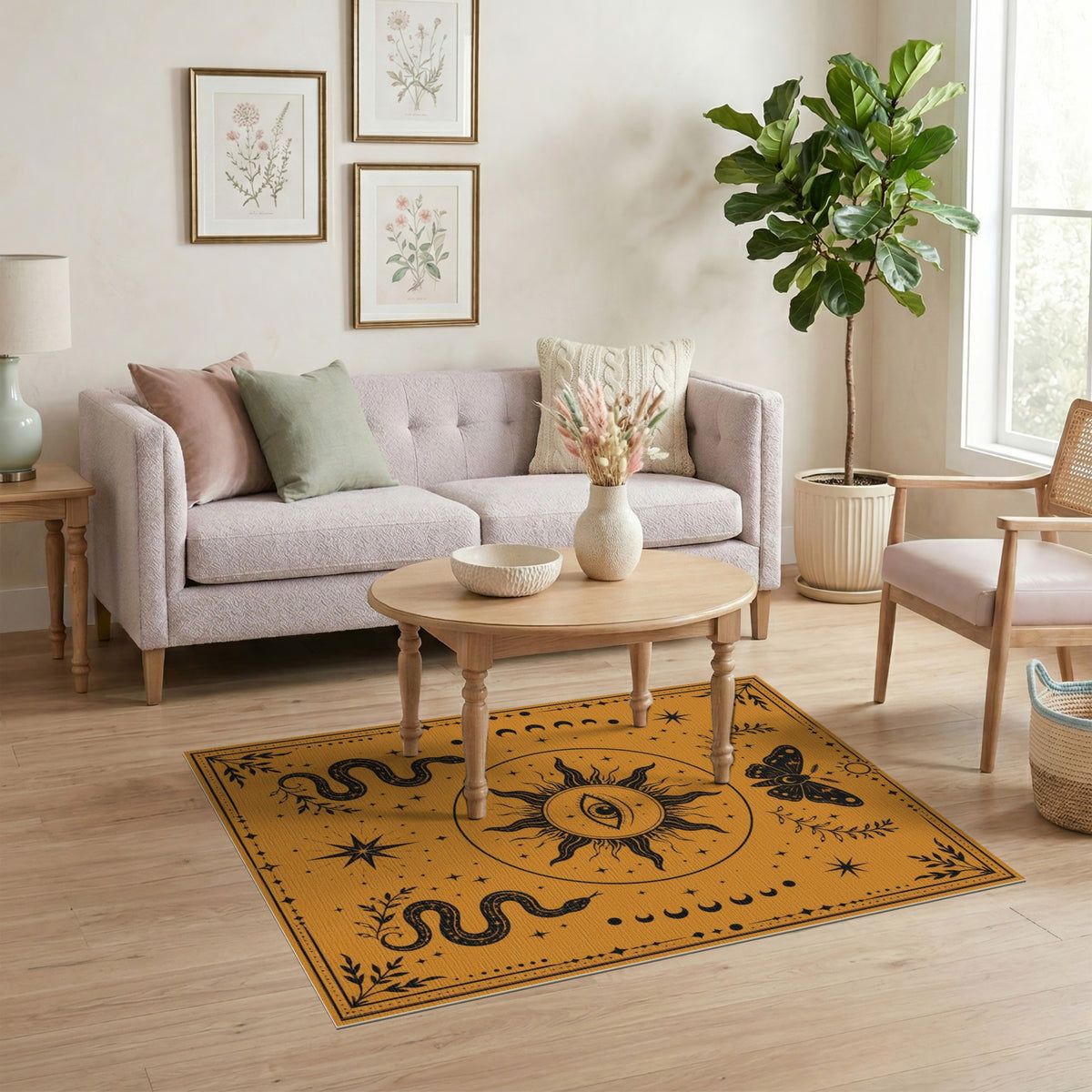 Mystic Sun Eye Orange Area Rug