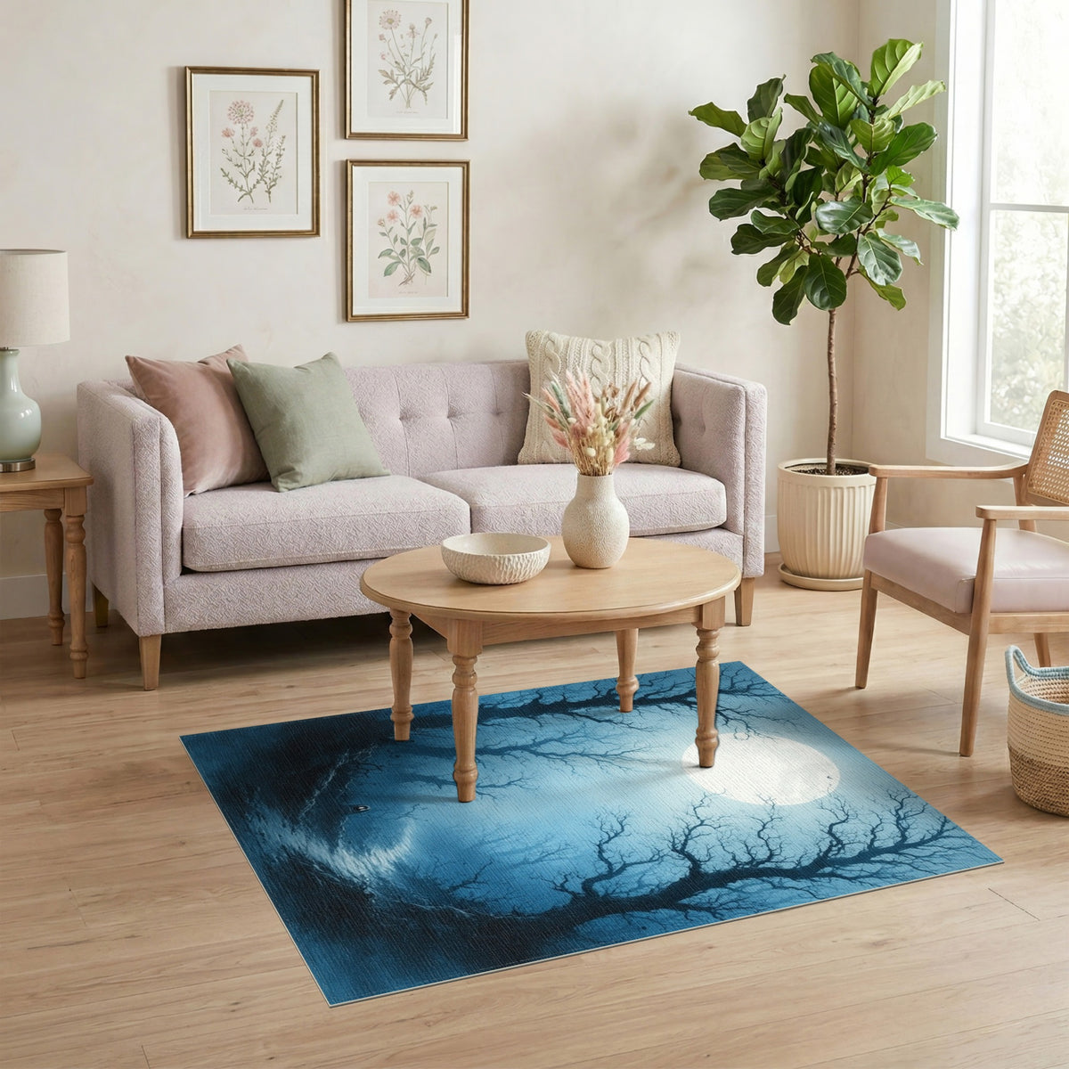 Moonlit Forest Path Area Rug