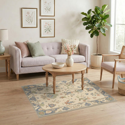 Beige Persian Floral Medallion Rug