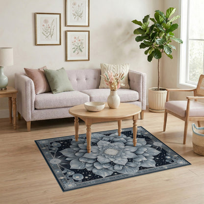 Blue Lotus Mandala Area Rug